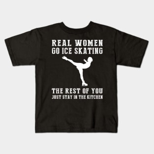 Glide and Giggle On Ice! Real Women Go Ice-Skating Tee - Embrace Winter Fun with this Hilarious T-Shirt Hoodie! Kids T-Shirt